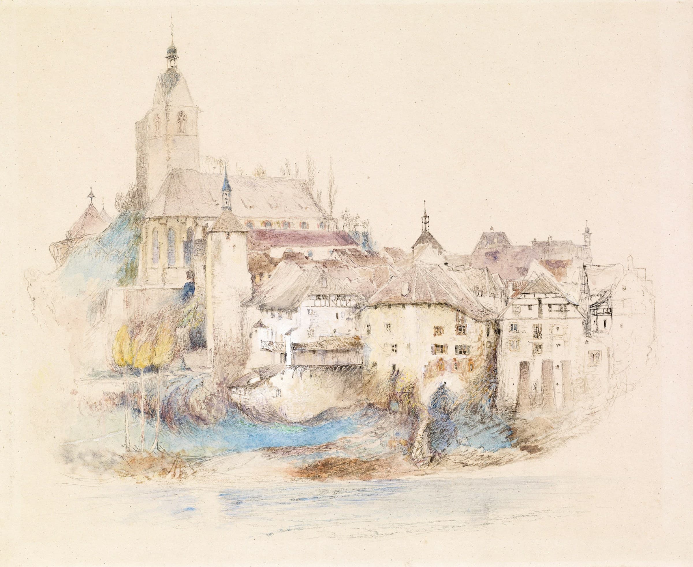 Classic watercolor landscape sketch